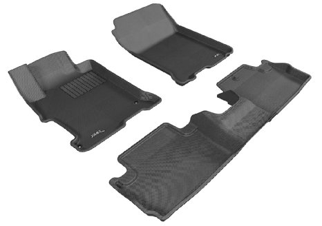 3D MAXpider Complete Set Custom Fit All-Weather Floor Mat for Select Honda Accord Models - Kagu Rubber (Black)