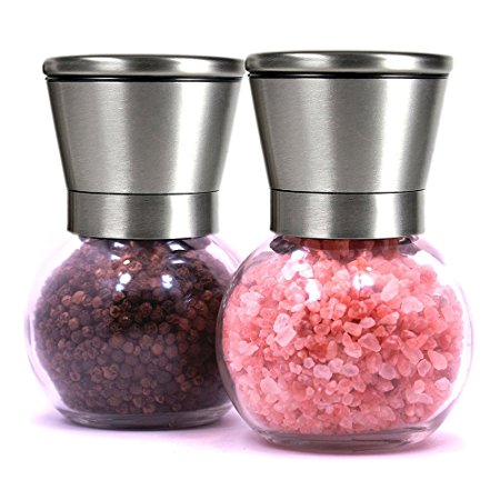Umiwe Stainless Steel Salt and Pepper Grinder Set Salt Shaker Pepper Mill Kitchen Spice Mill Spice Jar(Set of 2)