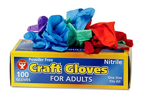 Hygloss Products 98200 Adults, 100 Pcs Nitrile Latex-Free Craft Gloves