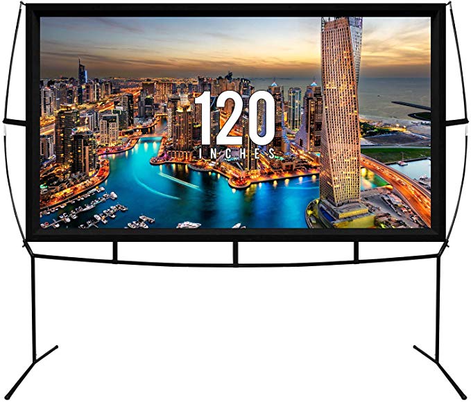 Jumbo 120 Inch 16:9 Portable Outdoor and Indoor Theater Projector Screen with Stand Legs
