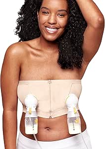 Medela Hands Free Pumping Bustier | Easy Expressing Pumping Bra with Adaptive Stretch for Perfect Fit | Chai Large