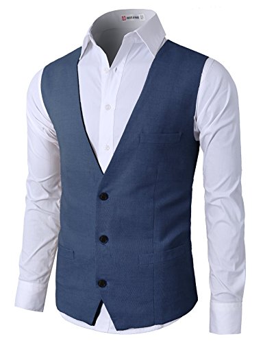 H2H Business Casual Slim Fit Stylish Suit solid 3 button Linen Vest