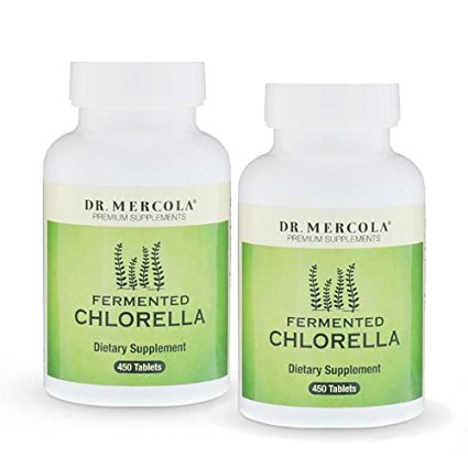 Dr. Mercola Fermented Chlorella 1000mg - 450 Tablets - 2 Bottles - Higher Bioavailability than Regular Chlorella - Superfood Supplement - Naturally Detox and Support Your Immune System - Additive Free