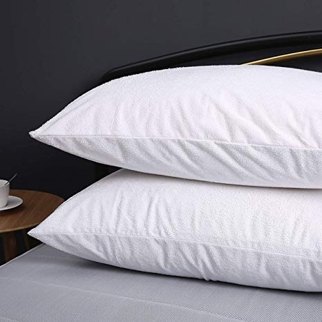Dreamaker 2X 4X Cotton Terry Towelling Waterproof Pillow Protector Cover Pillow Cases Standard King Size Pillow Shams Set of 2 (2, Standard (20"X30"))
