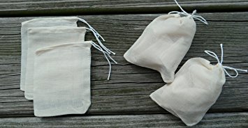 Muslin Bags 100 Count 3 by 4 3x4 Inch Inches Natural Organic Cotton Drawstring Mr & Mrs Kefir Quality