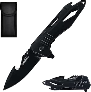 ALBATROSS Folding Knife with Bottle Opener、Glass hammer and Rope Cutter, Pocket knife for Daily Use、Outdoor, AS-19652-BK