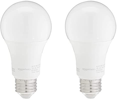 AmazonBasics 100W Equivalent, Daylight, Non-Dimmable, 10,000 Hour Lifetime, A19 LED Light Bulb | 2-Pack