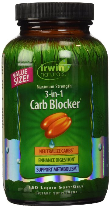 Irwin Naturals Maximum Strength 3 in 1 Carb Blocker Economy Diet Supplement, 150 Count