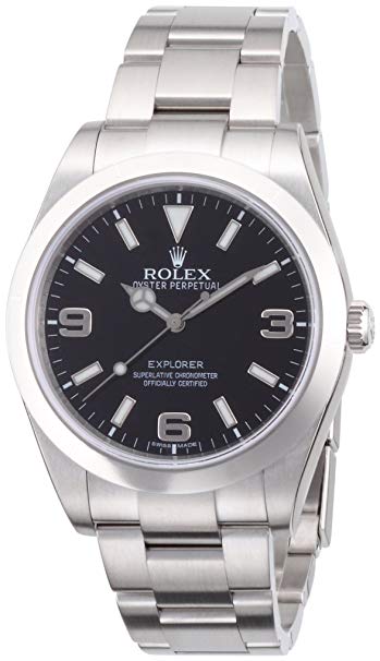 Rolex Explorer Black Dial Stainless Steel Rolex Oyster Automatic Mens Watch 214270