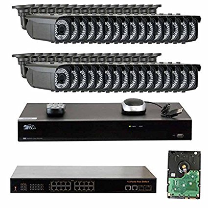 GW Security 32 Channel 1080P Network NVR (32) x 1080P Outdoor /Indoor HD IP Security Camera System - 2.8~12mm Varifocal Zoom Lens 180 ft IR Long Distance - Include Pre-installed 8TB Hard Drive
