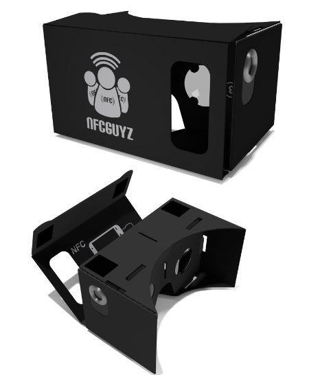 BLACK Google Cardboard Complete Kit Virtual Reality VR 3D Glasses From NFCGuyz With Premium Feel Carboard - Pre-Built And Ready To Assemble Top Quality With Numbered Instructions - NFC - Magnets - Velcro and Lenses New