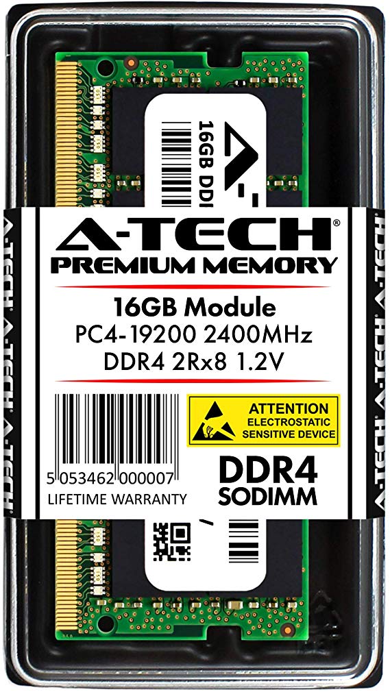 A-Tech 16GB DDR4 2400MHz Laptop Memory Module (1 x 16GB) PC4-19200 Non-ECC Unbuffered SODIMM 260-Pin 2Rx8 1.2V Dual Rank Notebook Computer RAM Upgrade Stick