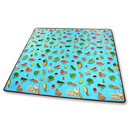 Sweet Baby Carrot Baby Play Mat Thick, Safe Foam Play, Sensory Development, Fruit & Veggie Design Large Playmat Size: 82" By 71"