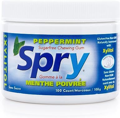 Spry Xylitol Gum, Natural Peppermint, 100 Count