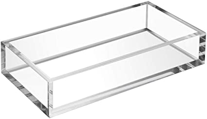 HIIMIEI Acrylic Napkin Holder Tray ,8mm Thick Acrylic Guest Towel Holder 8.5x4 inches, Crystal Clear Table Cocktail Napkin Holder for Bathroom,Restaurant,Office,Commercial,Kitchen,Party