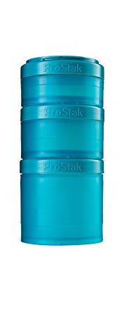 BlenderBottle ProStak Twist n' Lock Storage Jars Expansion 3-Pak with Pill Tray, Teal/Teal