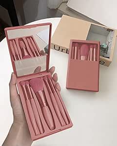 Travel Size Makeup Brushes Set, Easy-taken Mini Makeup Brush Set with Case and Mirror, Small Complete Function Cosmetic Brushes Kit Perfect for On The Go (Pink)