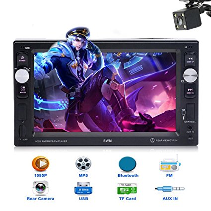 Car Stereo with Bluetooth Double Din 6.2 Inch Touch Screen LCD Radio for Car Support MP3/USB/SD/FM receiver Wireless Remote