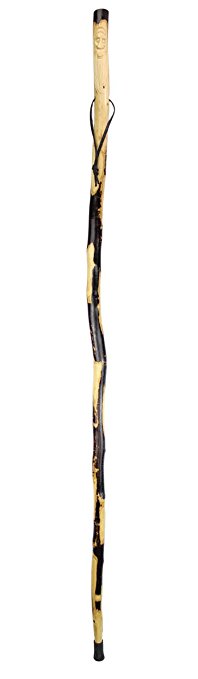 SE WS622-54MC  Natural Wood Walking Stick with Hand Carved Bearded Old Man Design, Steel Spike and Metal-Reinforced Tip Cover, 55"