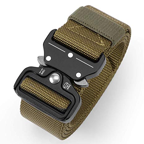 WHIPPY Tactical Military Webbing Nylon Belt for Men,Quick-Release Heavy Duty Web Men Belts in Metal Buckle
