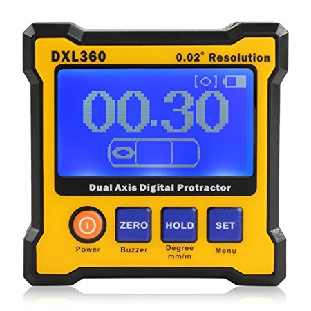 Floureon Axis Level Box Inclinometer Dual Axis Digital Angle Protractor with 5 Side Magnetic Base (DXL360)