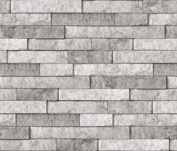 Brewster BHF3049 Grey Stone Peel & Stick Backsplash Tiles, Gray