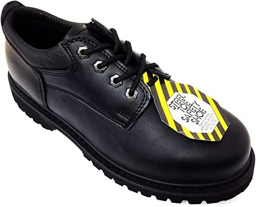 Z-7426 Men's Steel Toe Work Boots Black Leather 4" Oxfords Oil Resistant Shoes Width: Wide (W or 2E)