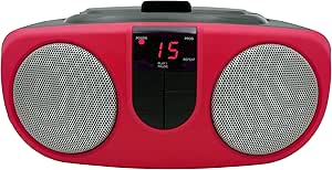 Sylvania SRCD243M-RED Portable Cd Player with Am/FM Radio Boombox (Red)