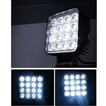 Mufly 2 PCS 48W Led Work Lights Floodlight Car Led Lights Flood Light Bright Led Light Off Road Lighting Driving Lamp Flood Beam 60 Degree for ATV Jeep Fishing Boat Tractor Truck Land Rover Ship Square