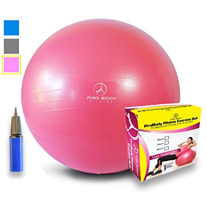 Exercise Ball - Professional Grade Anti-Burst Yoga Ball, Balance Ball for Pilates, Yoga, Stability Training and Physical Therapy