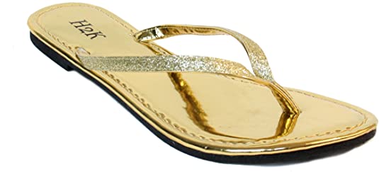 H2K Women's Glitter Flat Thong Sandal