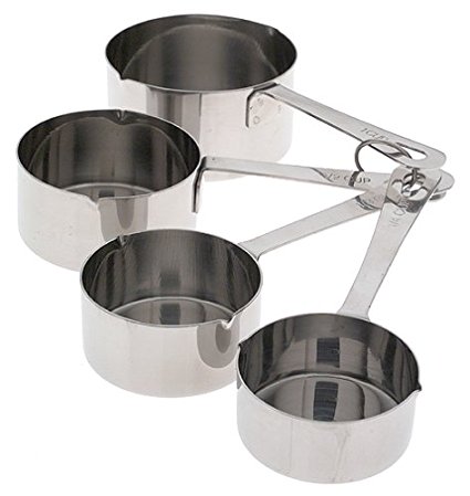 Amco 527 Set of 4 Basic Ingredients Stainless Steel Measuring Cups