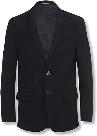 Calvin Klein Boys' Bi-Stretch Blazer Suit Jacket, 2-Button Single Breasted Closure, Buttoned Cuffs & Front Flap Pockets