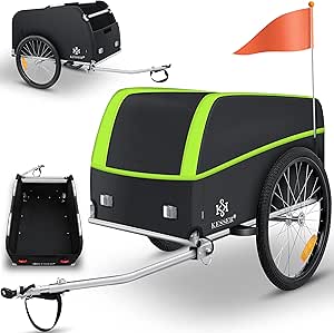 KESSER® Fahrradanhänger Lastenanhänger Transportanhänger Hochdeichsel mit Kupplung, Inkl. Abdeckung Klappfunktion Hochdeichsel Anhänge für Fahrrad Transportbox mit 120 Liter