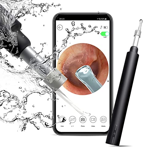 CAMTOA Ear Wax Removal Endoscope, Ear Endoscope With LED Light and WiFi, 1080P HD Wireless Waterproof Otoscope Camera, Suitable for iPhone, iPad and Android Smartphones (Black)