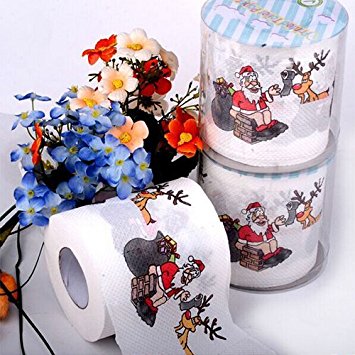 Chenkou Craft 1roll Santa Claus Merry Christmas Toilet Paper Table Living Room Decoration