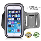Lifetime Warranty  FREE Screen Protector Premium Tribe Running iPhone 6S  6 47 Sports Armband  Also Fits iPhone 55S5C Galaxy S4  Key Holder Water Resistant Grey