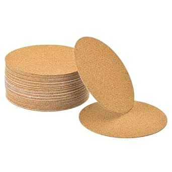 uxcell 40 Pcs Self-Adhesive Cork Round, 4" x 4" Cork Tiles Backing Sheets Cork Coasters for DIY Crafts, Brown