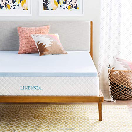 LINENSPA 2 Inch Gel Infused Memory Foam Mattress Topper, Twin