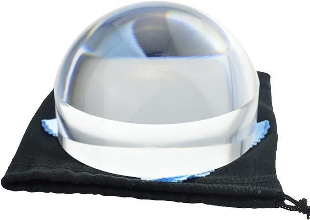 Yoctosun 3.8 Inch Crystal Clear Paperweight 5X Dome Magnifier with Polishing Pouch (3.8inch)