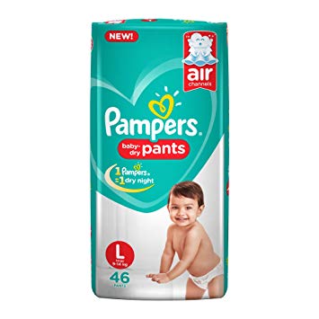 Pampers New Diapers Pants, Large, (46 Count)