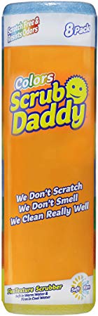 Scrub Daddy Colors - Color Code Cleaning, FlexTexture, Soft in Warm Water, Firm in Cold, Deep Cleaning, Dishwasher Safe, Multi-use, Scratch Free, Odor Resistant, Functional, Ergonomic, (8 ct)