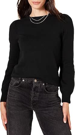 Amazon Essentials Women's Soft Touch Pleated Shoulder Crewneck Sweater