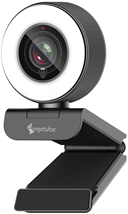 Angetube Streaming HD Webcam 1080P With Ring Light, 967 USB PC Autofocus Web Camera With Dual Microphone,Video Cam for Mac Windows Laptop Conferencing Gaming Xbox Skype OBS Twitch Youtube Xsplit