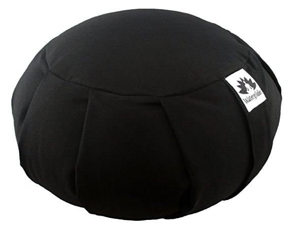 Zafu Yoga Meditation Pillow with USA Buckwheat Hull Fill, Certified Organic Cotton- 6 Colors