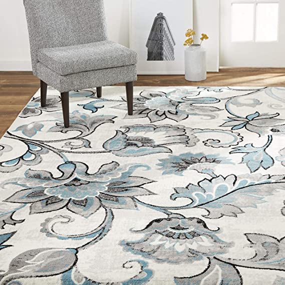 Home Dynamix Boho Odesa Area Rug 3'3"x5'2", Ikat Ivory/Blue