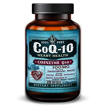 Pure CoQ-10 - 100mg - High Absorption Coenzyme Q10 Supplement - Antioxidant Supports Heart Health & Cellular Energy - 120 Softgels