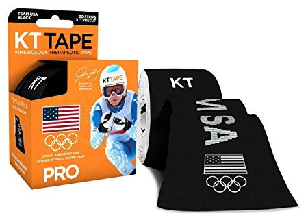 KT TAPE PRO Kinesiology Sports Tape, 20 Precut 10in Strips, 100% Synthetic, Water Resistant, Breathable, Videos, Team USA Olympic Edition