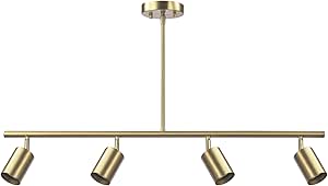 Globe Electric 64000094 35" 4-Light Adjustable Height Track Lighting, Matte Brass, Pivot Shades, Ceiling Lamp for Bedroom, Kitchen, Hallway, Bathroom, Den, Dining Room, Home Décor