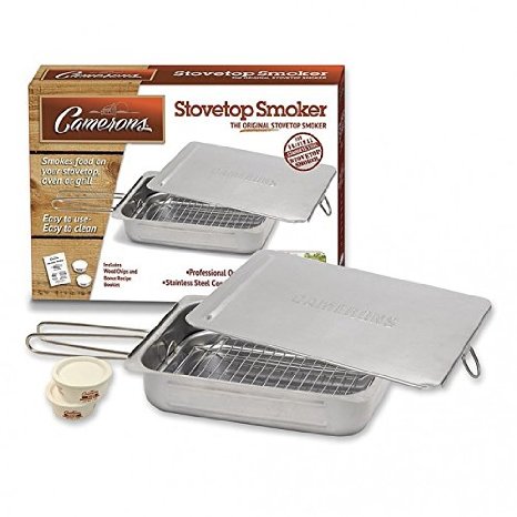 Stovetop Smoker - The Original Camerons Stainless Steel Smoker with Wood Chips - Works over any heat source, indoor or outdoor